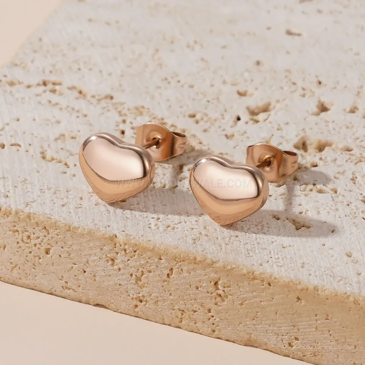 18K Gold Plated Heart Titanium Steel Stud Earrings