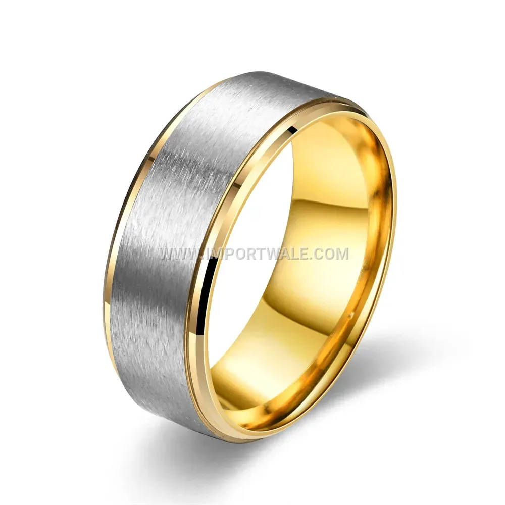 Two Tone Smooth Stainless Steel Pinky Band Ring