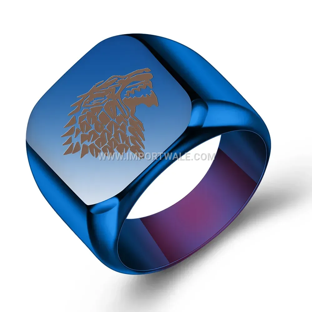 Vintage Engraved Wolf Head Stainless Steel Ring