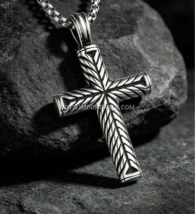 Men Stainless Steel Cross Pendant Necklace
