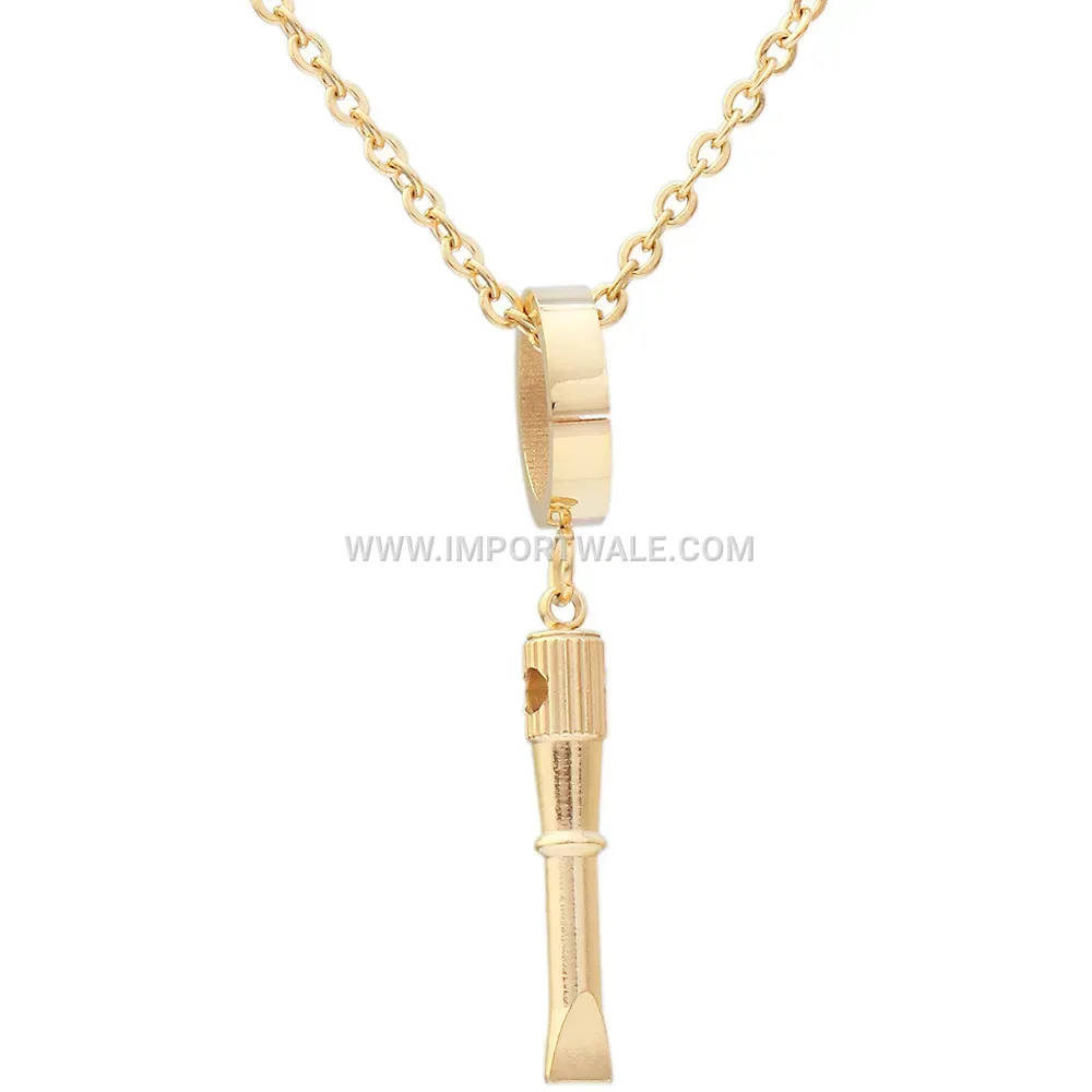 Gold Plated Stainless Steel Screwdriver Tool Pendant Charm Necklace