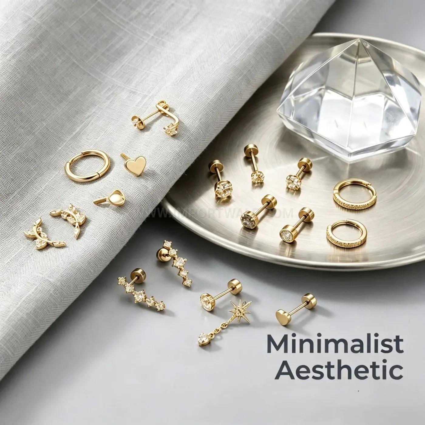 Designer Geometric Stainless Steel Stacking Hoop and Cartilage Piercing Set