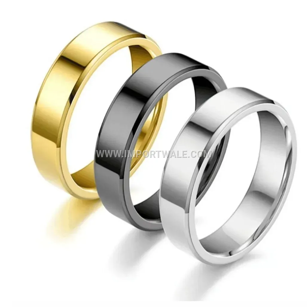 Polished Double Bevel Gold Plated Stainless Steel Ring