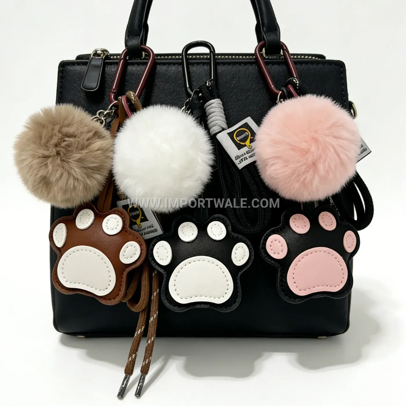 Adorable Leather Cat Paw Keychain Bag Charm