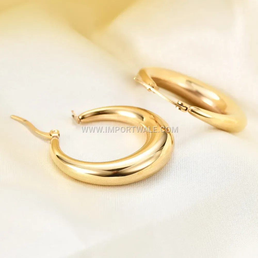 Textured Threaded Hoop Stainless Steel Earrings
