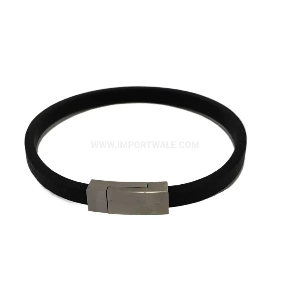 Minimalist Leather Band Bracelet with Stainless Steel Clasp