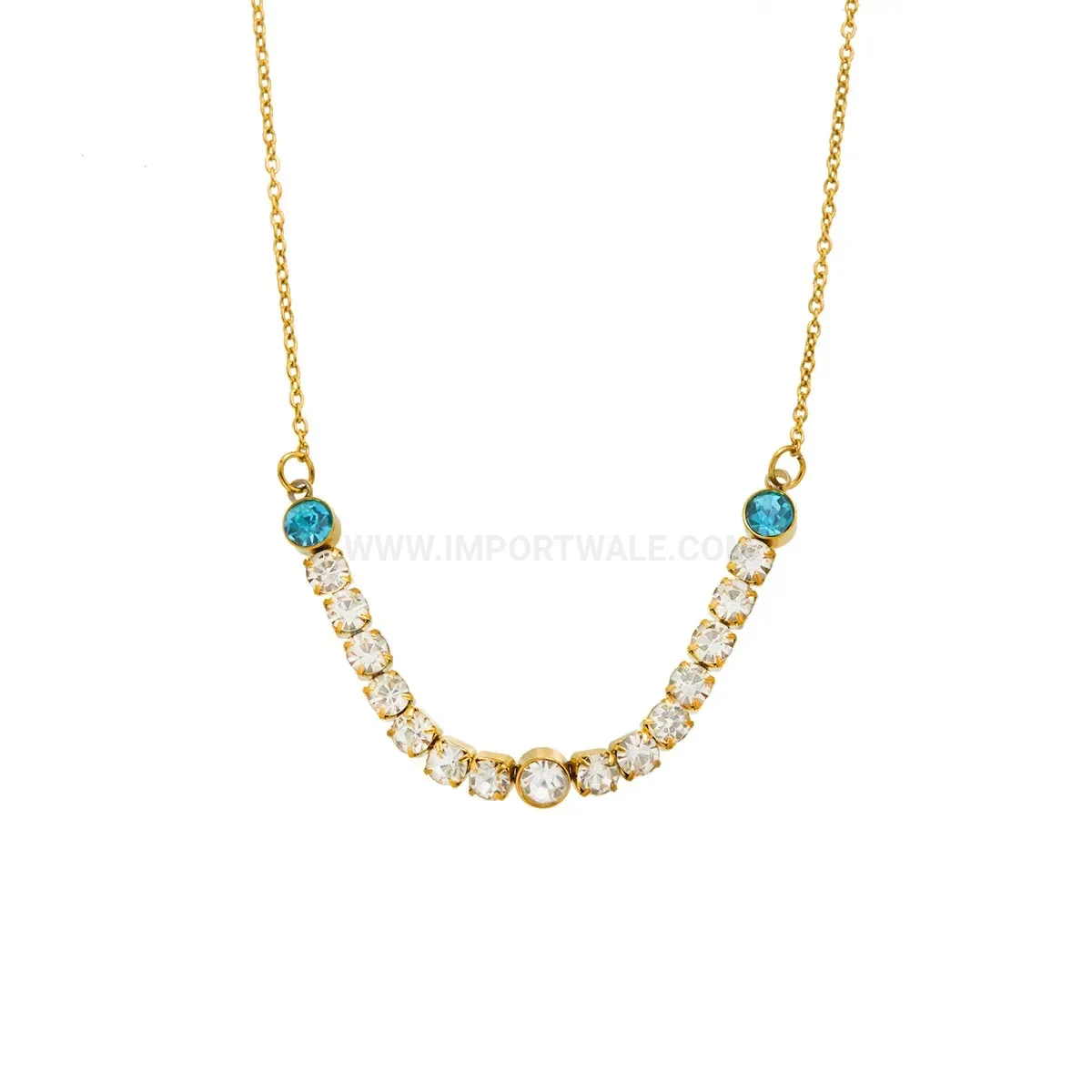 Gold Plated Stainless Steel Chain Bracelet with Pave Zircon Accents