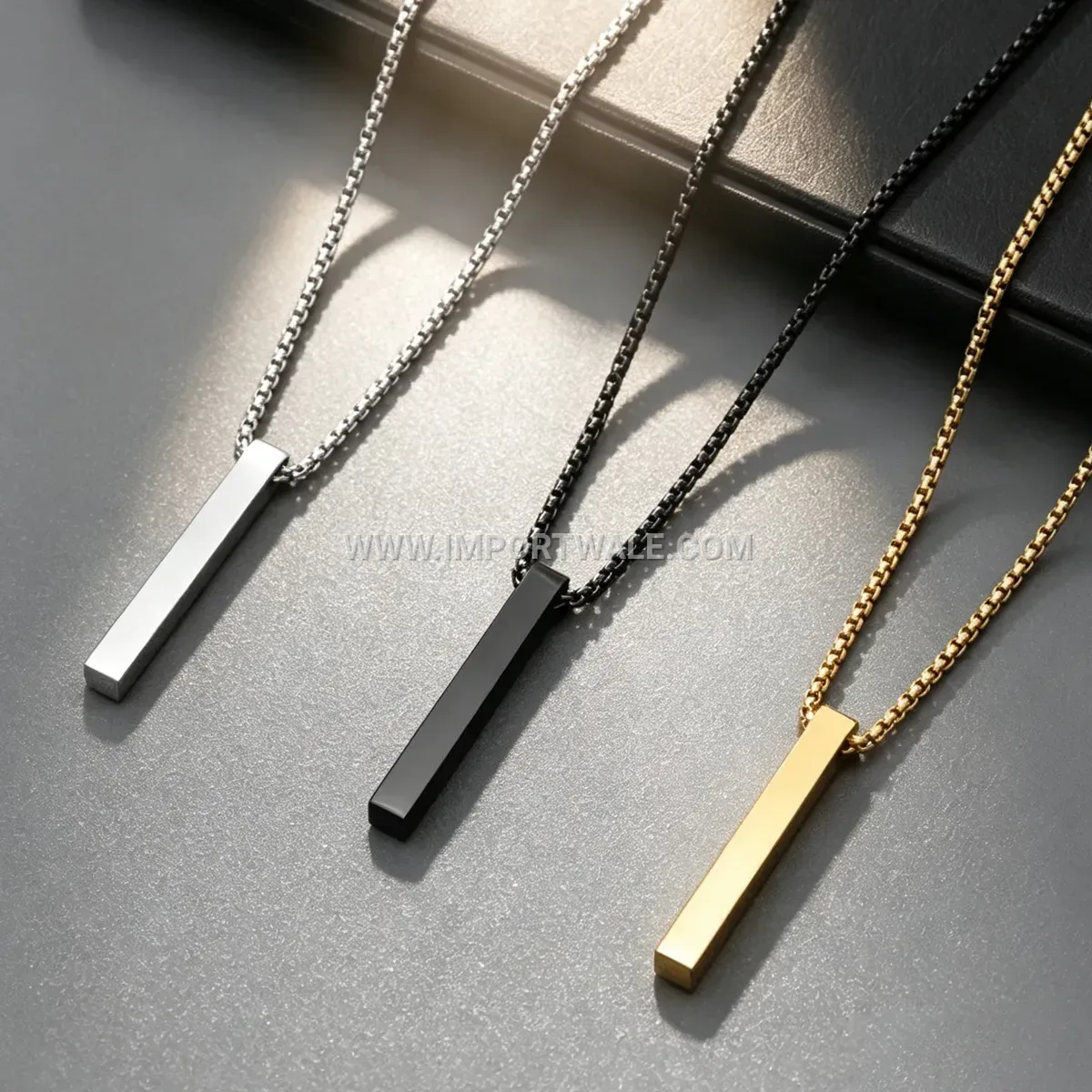 Minimalist Vertical Bar Stainless Steel Men Pendant Necklace