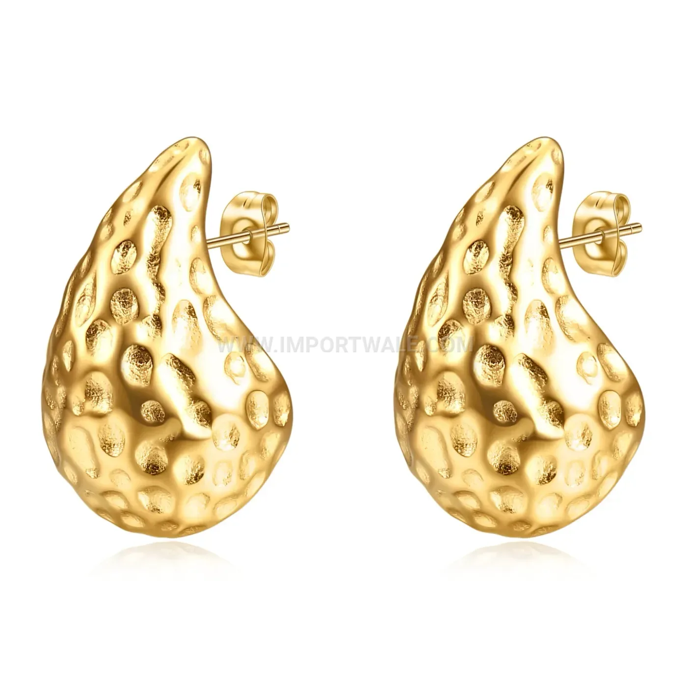 Hammered Teardrop Stainless Steel Statement Earrings