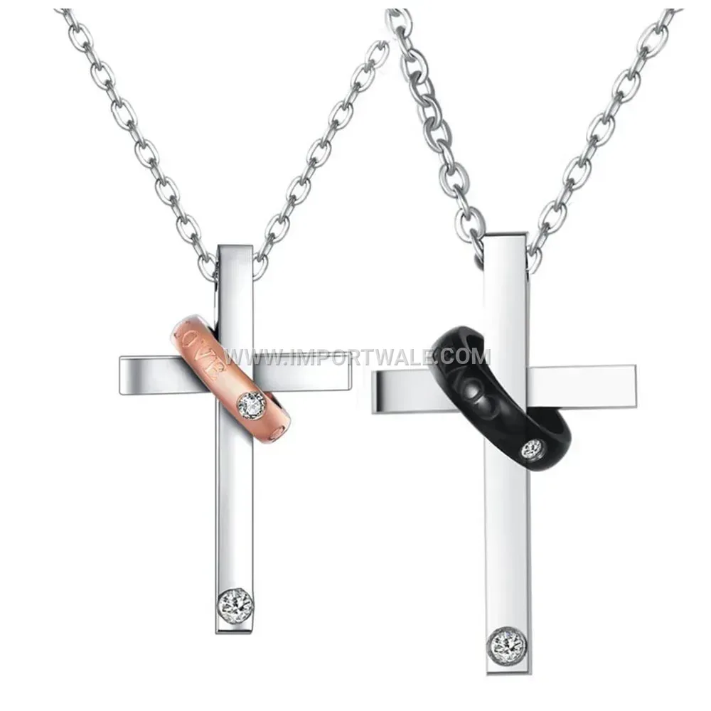 Minimalist Stainless Steel Cross Pendant Necklace for Men
