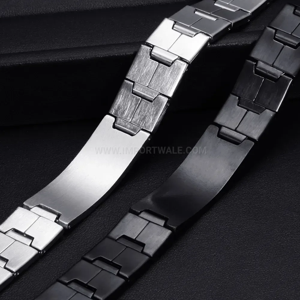 Sleek 9mm Stainless Steel Geometric Freemason Plate Bracelet