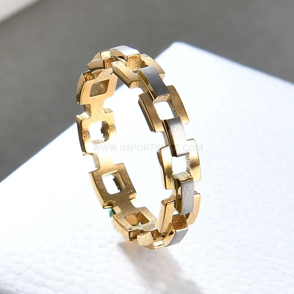 Premium Gold Plated Cutout Cross Stainless Steel Ring