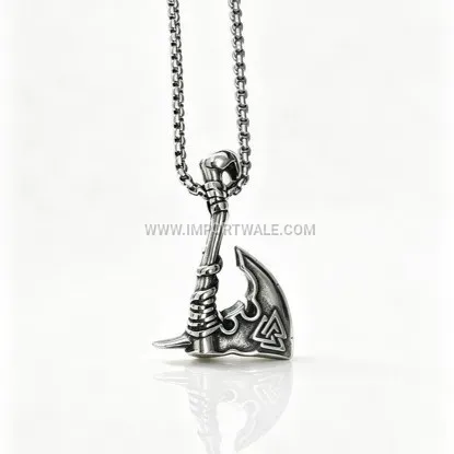 Nordic Viking Rune Axe Titanium Steel Pendant
