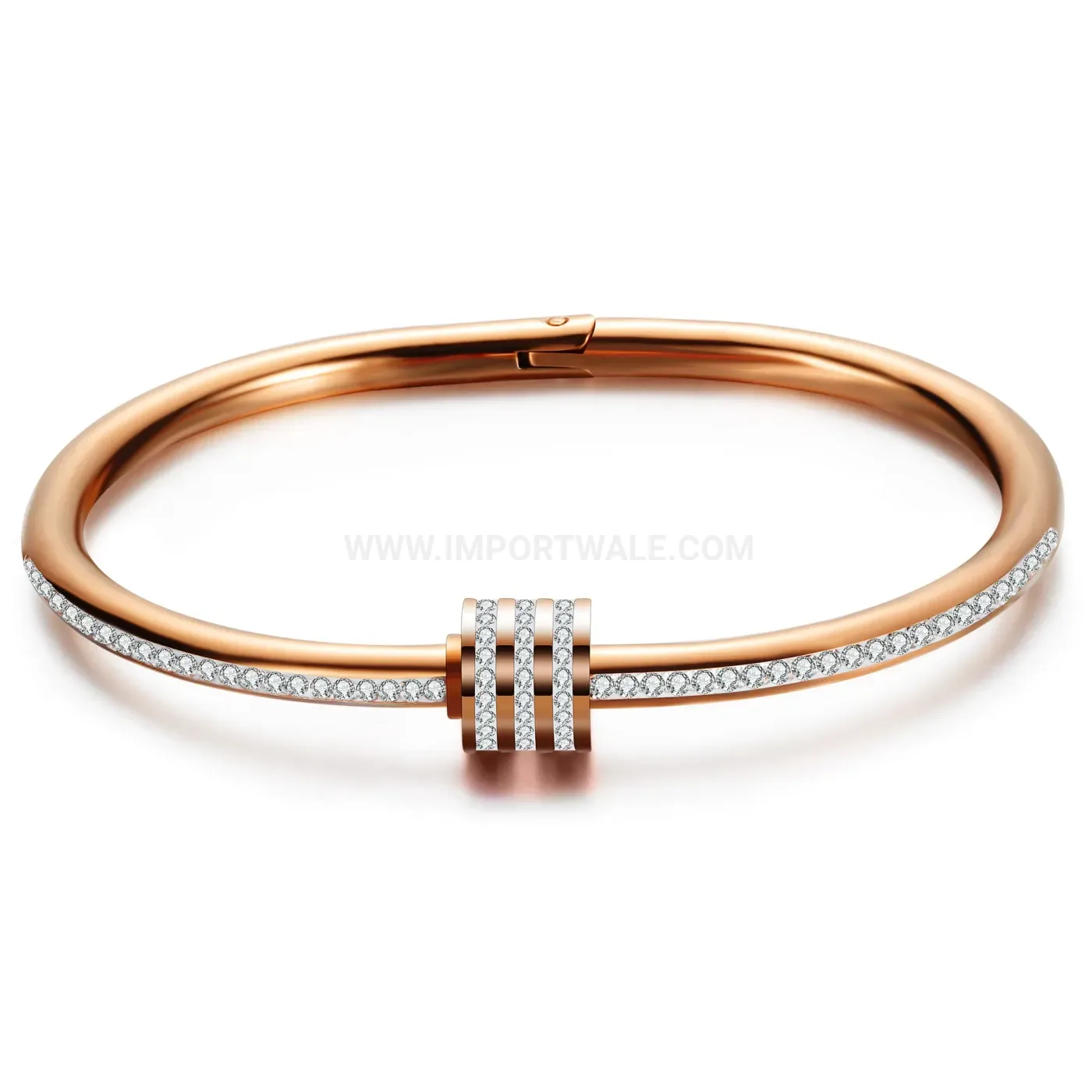 Classic Twisted Stainless Steel Rhinestone Bangle Bracelet