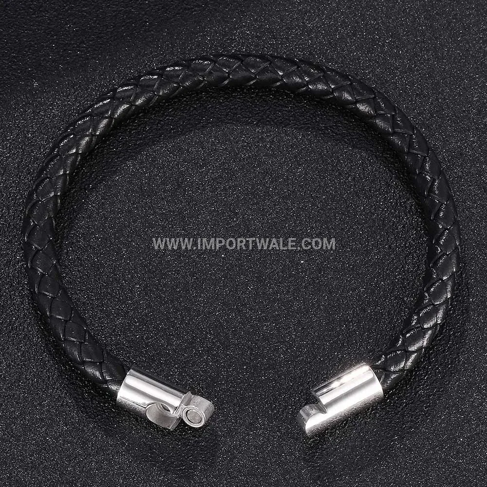 Minimalist Woven Leather Band with Stainless Steel Clasp Accent