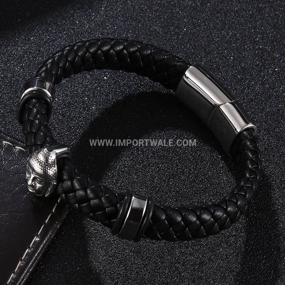 Two-Tone Geometric Titanium Steel Men's Magnetic Bracelet