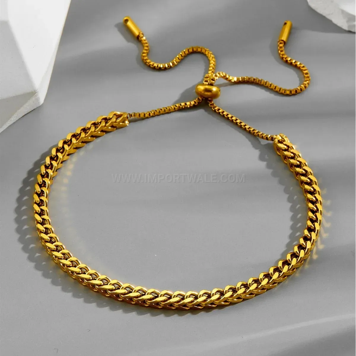 Adjustable Gold Plated Titanium Steel Chain Bracelet