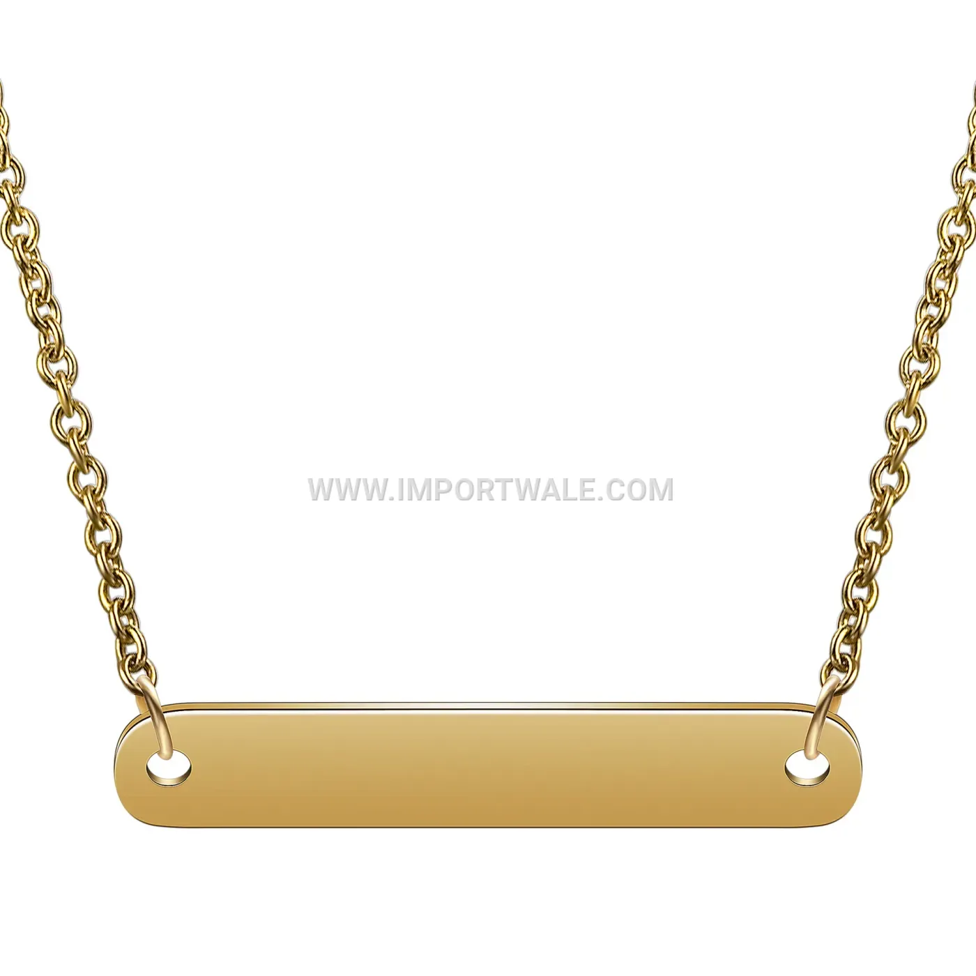 Sleek Rectangular Stainless Steel Bar Pendant Necklace