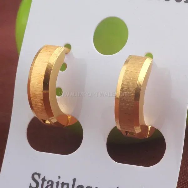 Modern Frosted Gold Finished Stainless Steel Statement Huggie Earrings