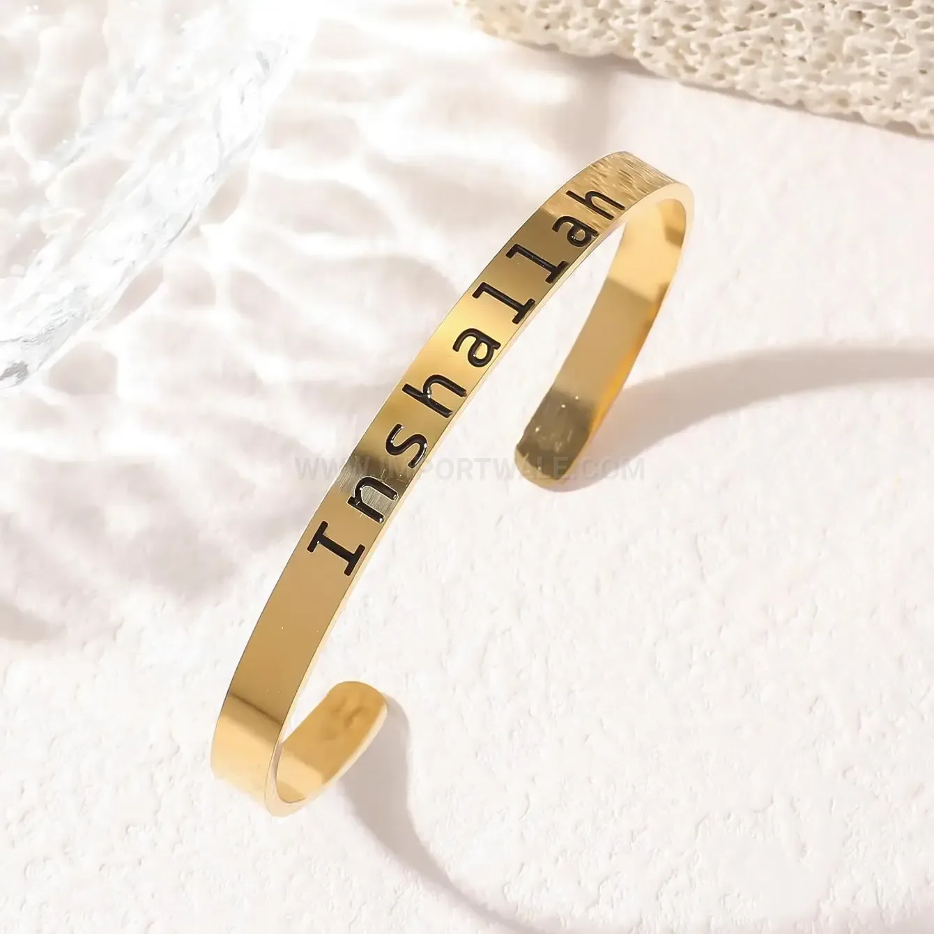Stainless Steel Inshallah Calligraphy Cuff Bracelet