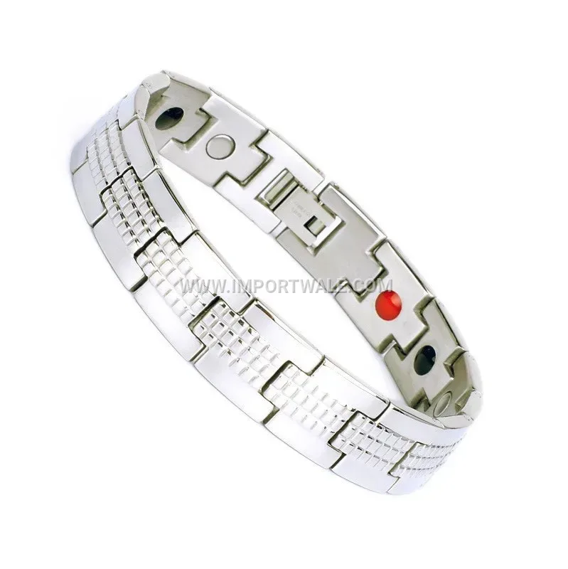Men's Titanium Steel Geometric Magnetic Therapy Bracelet