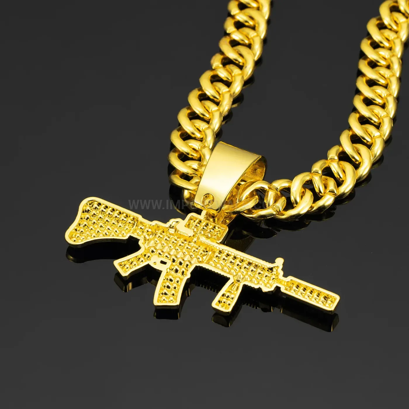 Iced Out M4A1 Assault Rifle Alloy Hip Hop Pendant Necklace