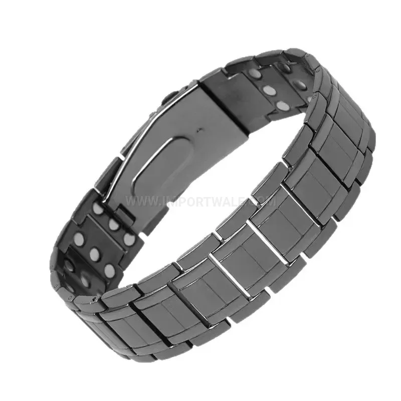 Modern Triple Row Magnetic Stainless Steel Adjustable Link Bracelet