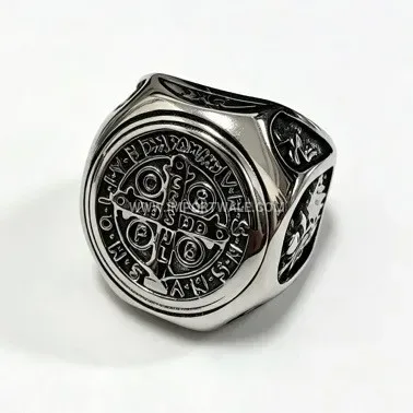Men's Hip Hop Stainless Steel Letter Cross Signet Ring