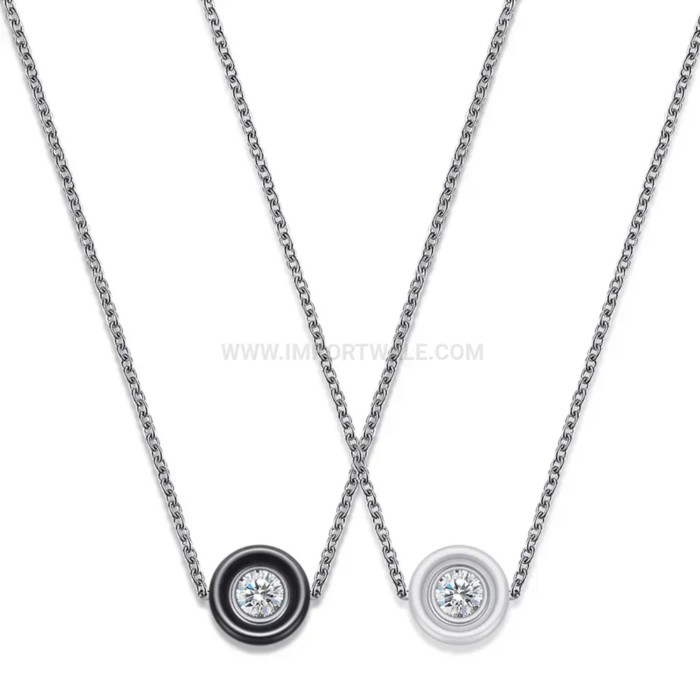 Ceramic and Zirconia Stainless Steel Circular Layered Necklace