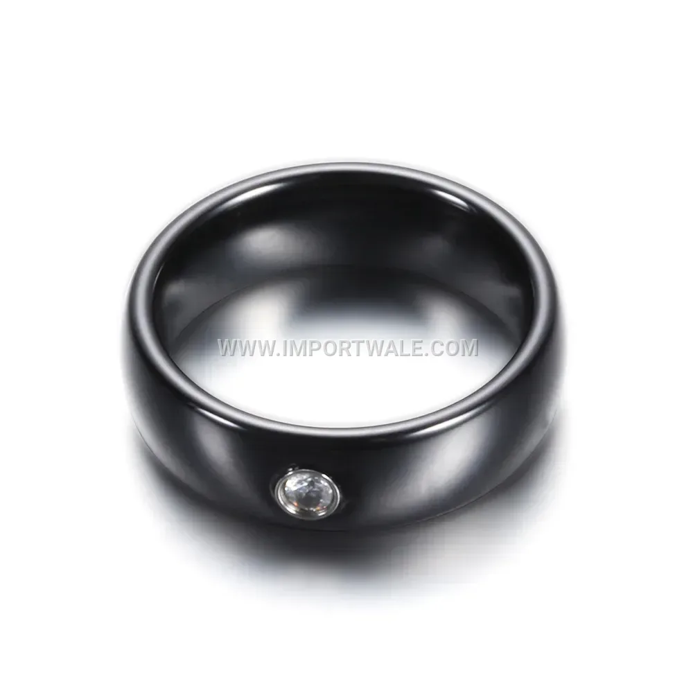 Refined Stainless Steel Solitaire Accent Ring 6mm