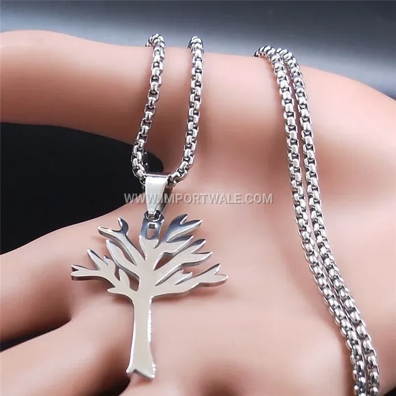 Hollow Tree of Life Stainless Steel Pendant Necklace