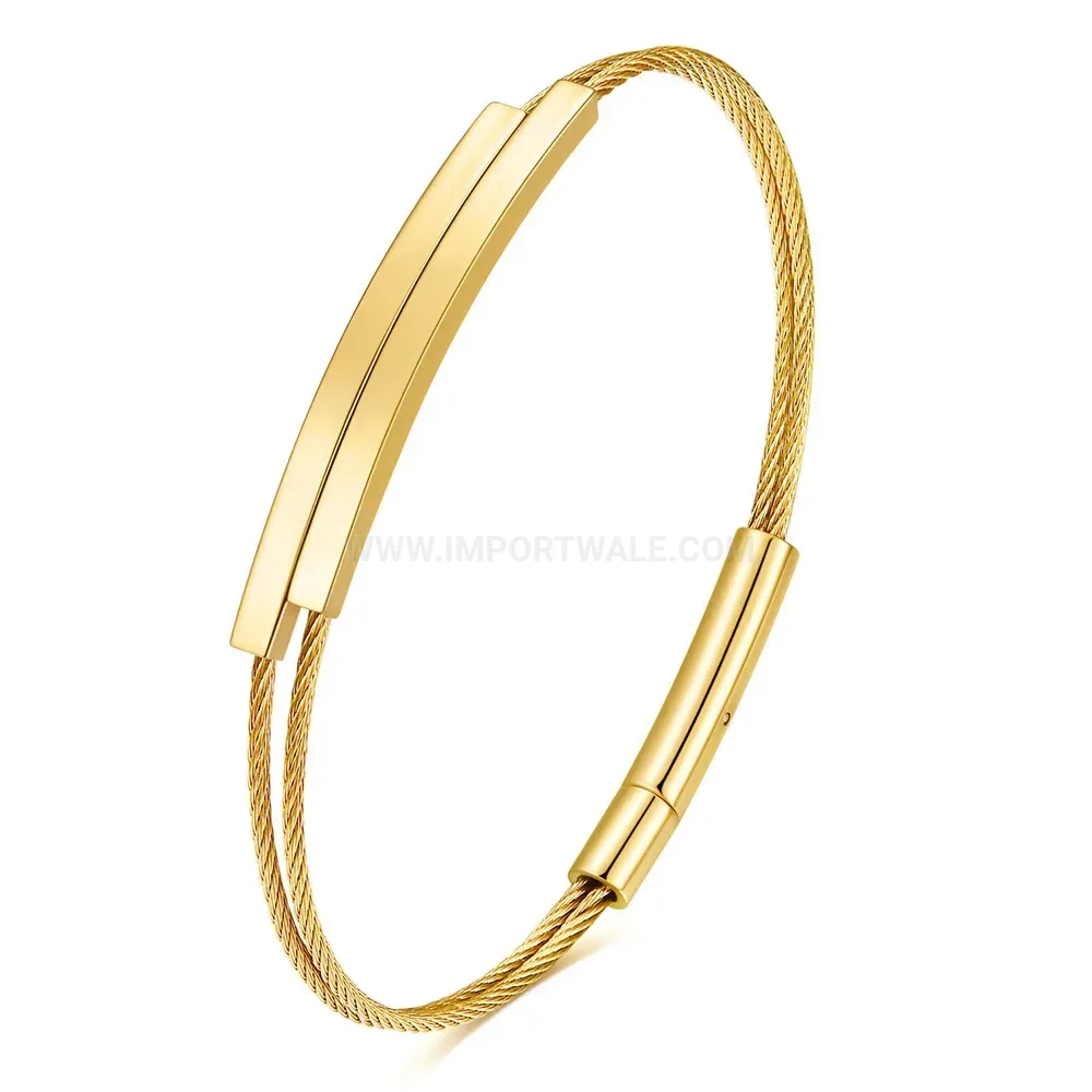 Trendy Double Layer Stainless Steel Cable Wire Toggle Bangle