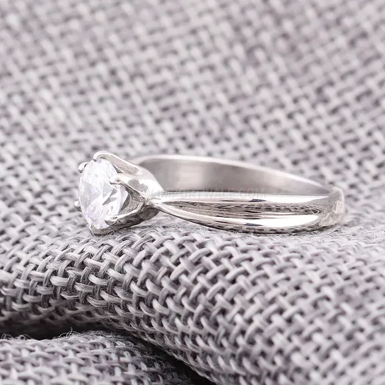 Cast Stainless Steel Gem Accent Band Ring
