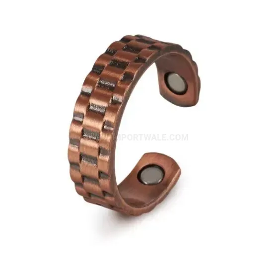 Vintage Woven Pattern Copper Magnetic Open Bio Bracelet