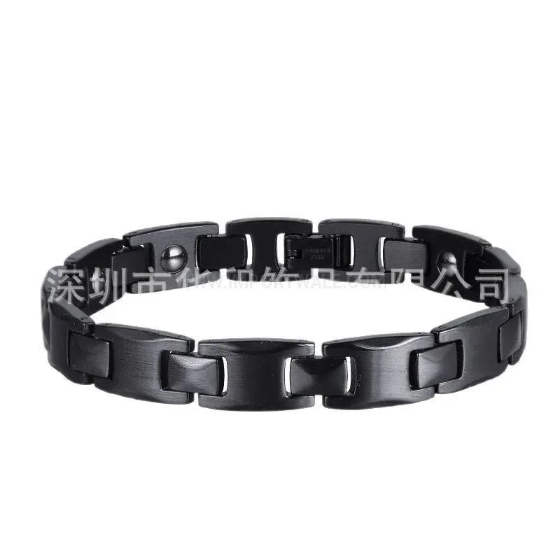Heart Embedded Titanium Steel Magnetic Couple Bracelet
