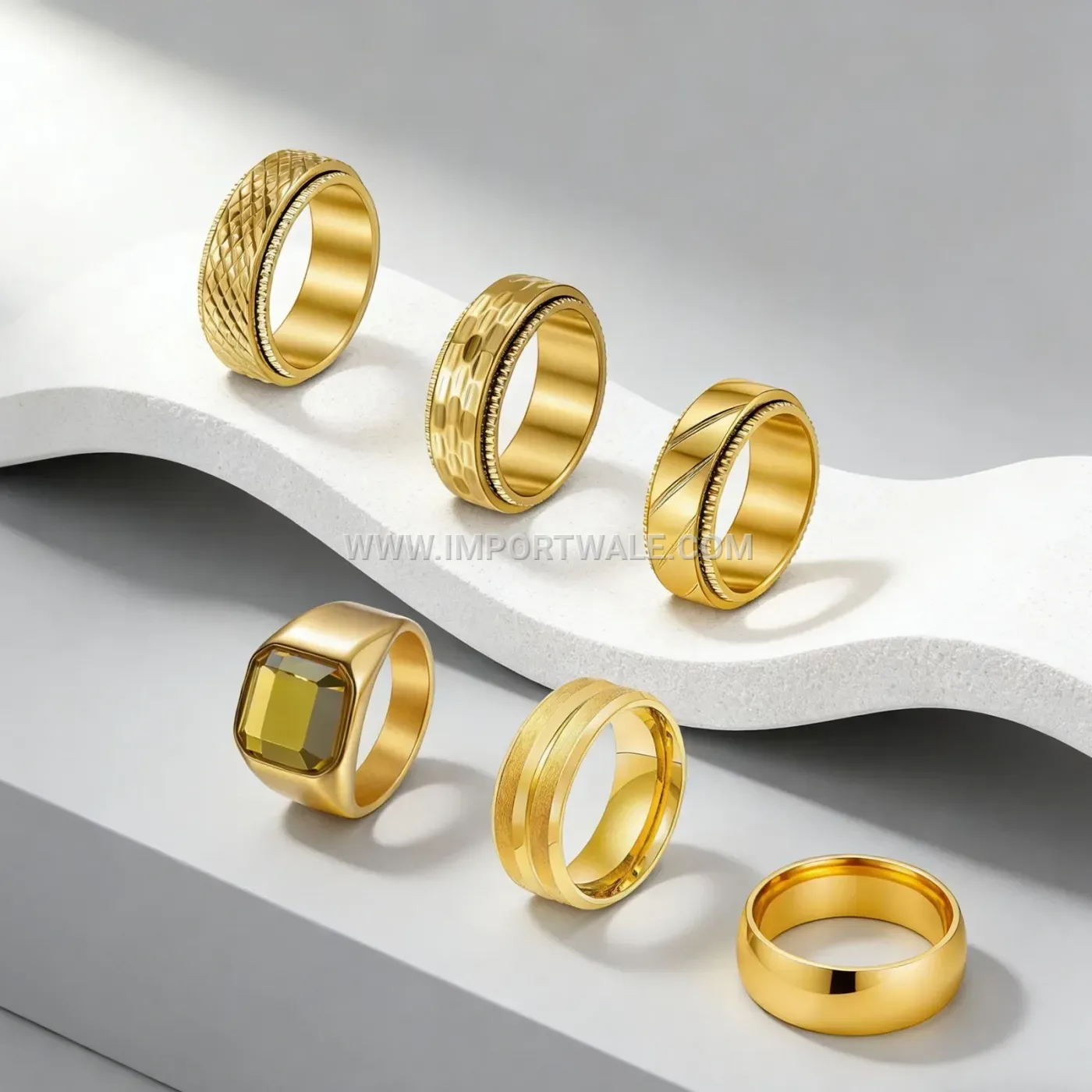 Wide 8mm Gold Plated Stainless Steel Band Ring