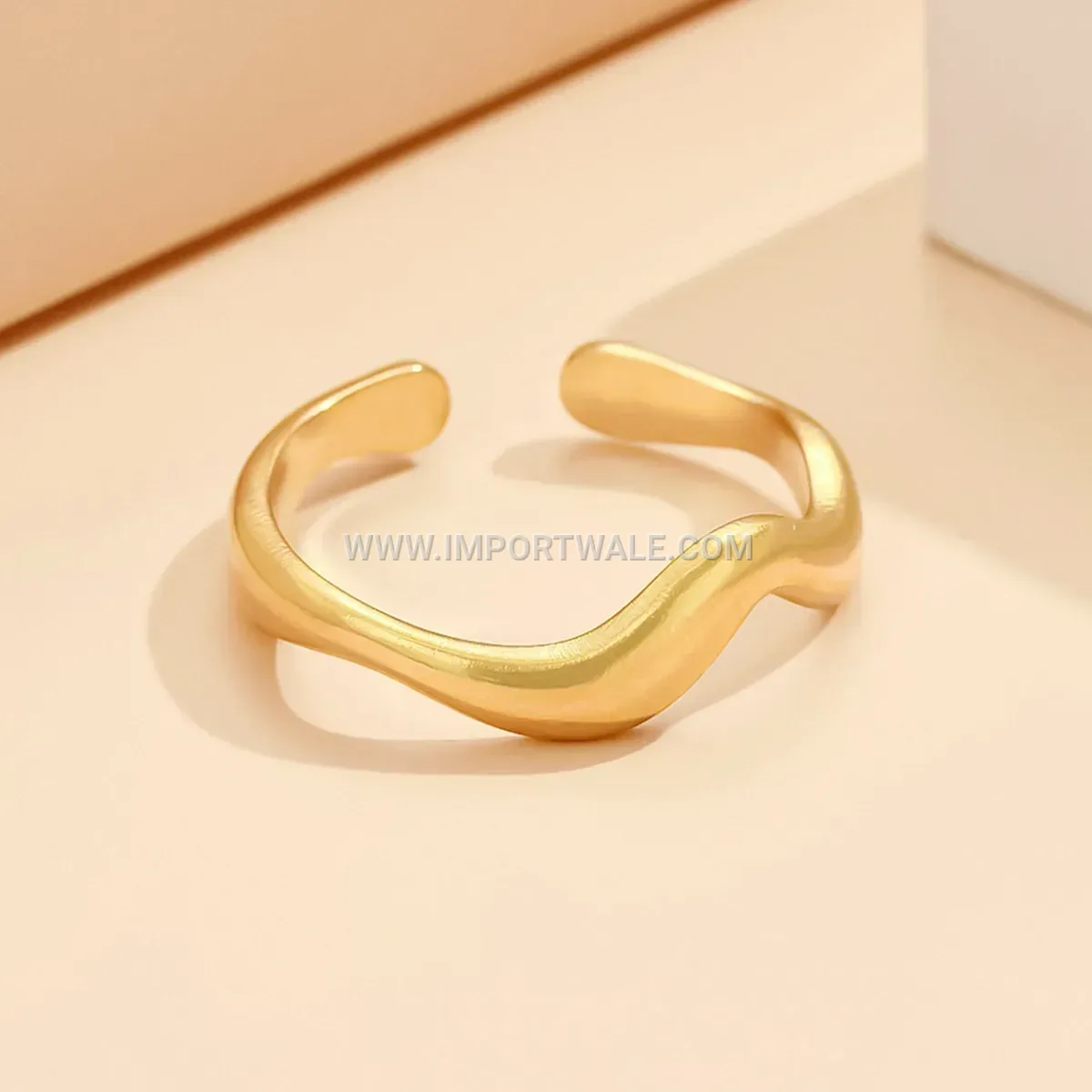 Wavy Pressed Texture Open Stainless Steel Ring