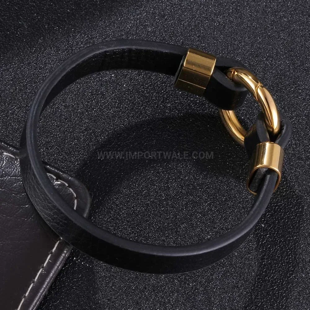 Minimalist Leather Cord Bracelet with Stainless Steel Spring Clasp