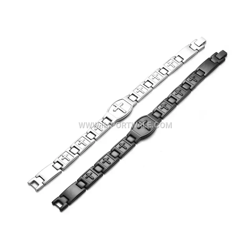 Vintage Cross Link Titanium Steel Magnetic Bracelet for Men
