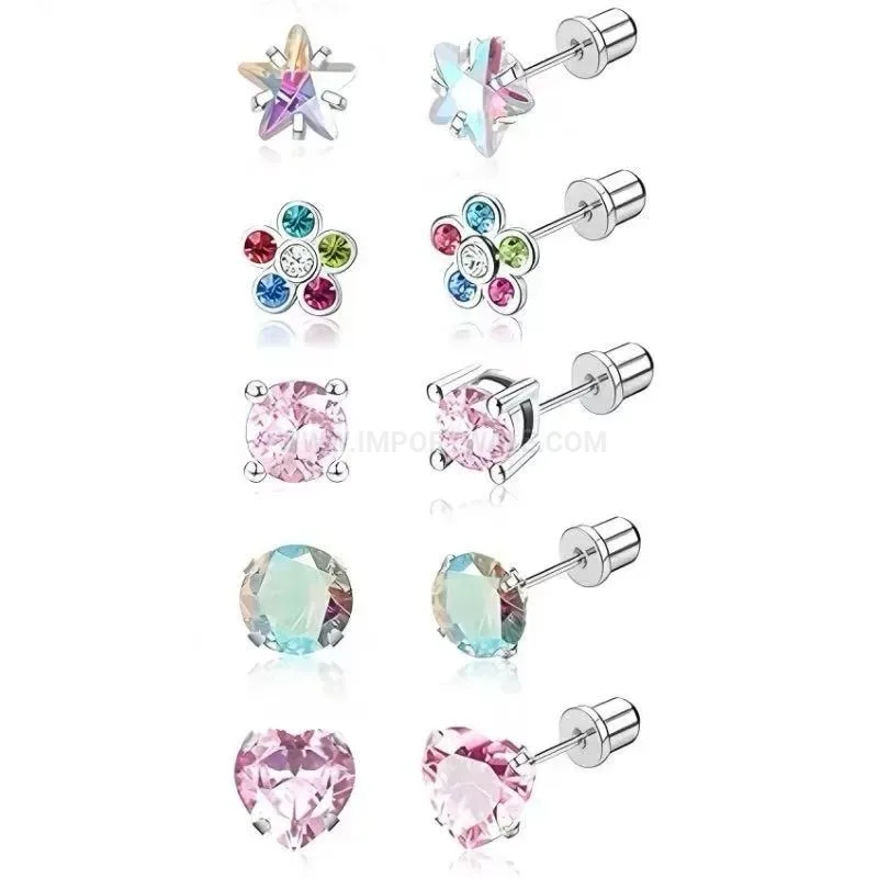 Premium Stainless Steel Heart Cartilage Piercing Earring Set