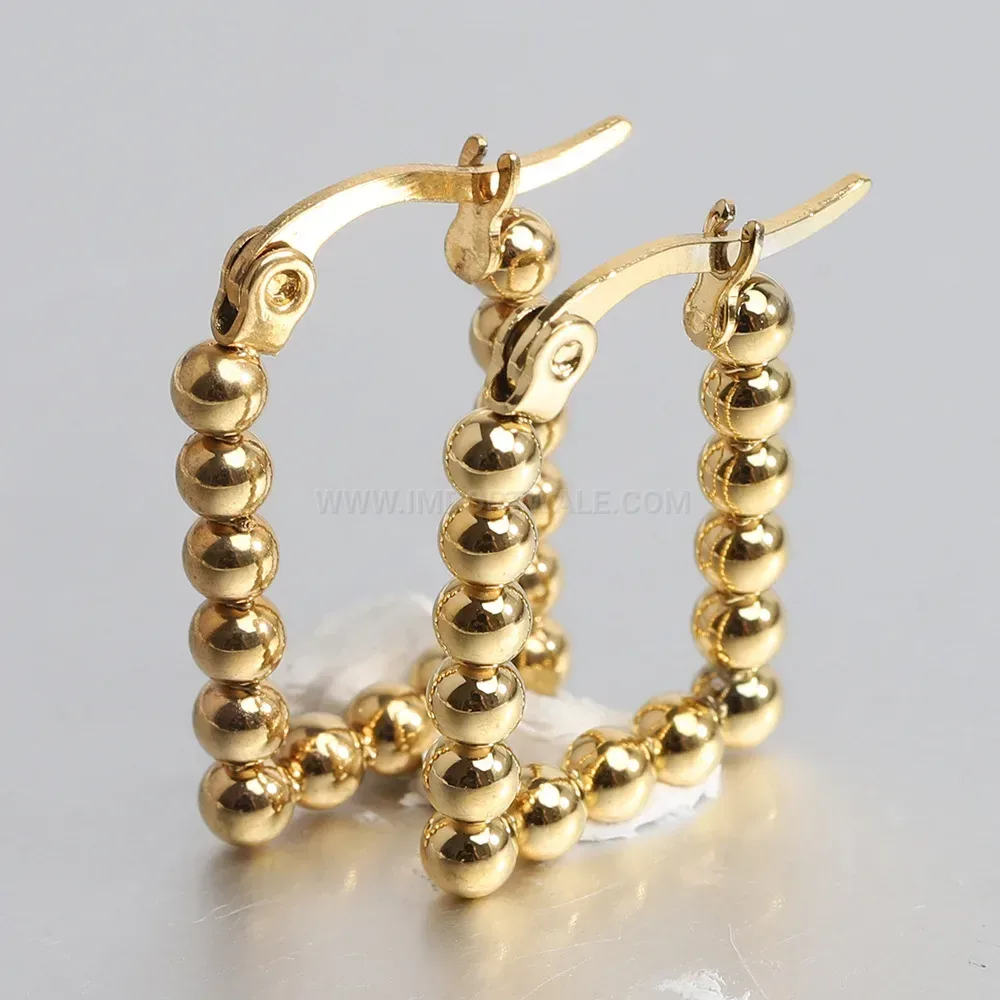 Chic Geometric Square Bead Stainless Steel Stud Earrings