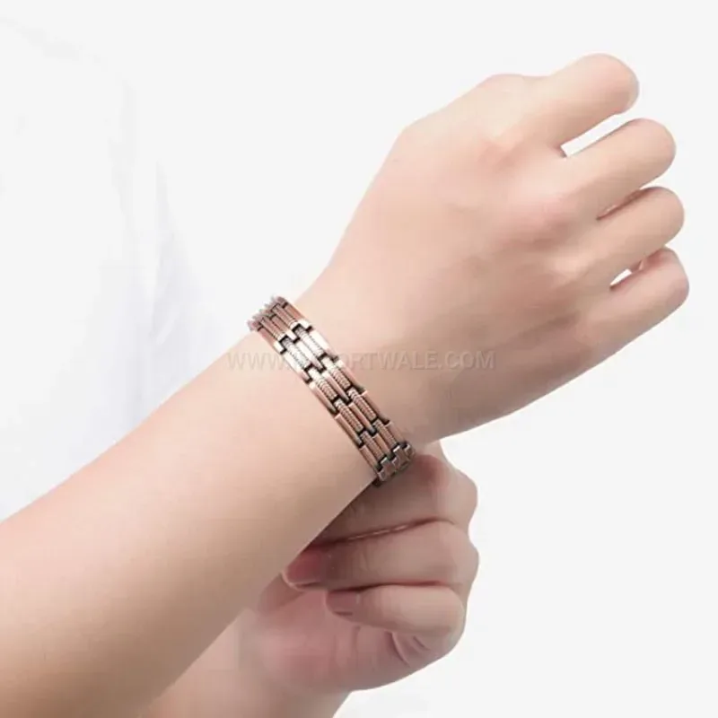Classic Wide Wheat Pattern Red Copper Magnetic Therapy Link Band
