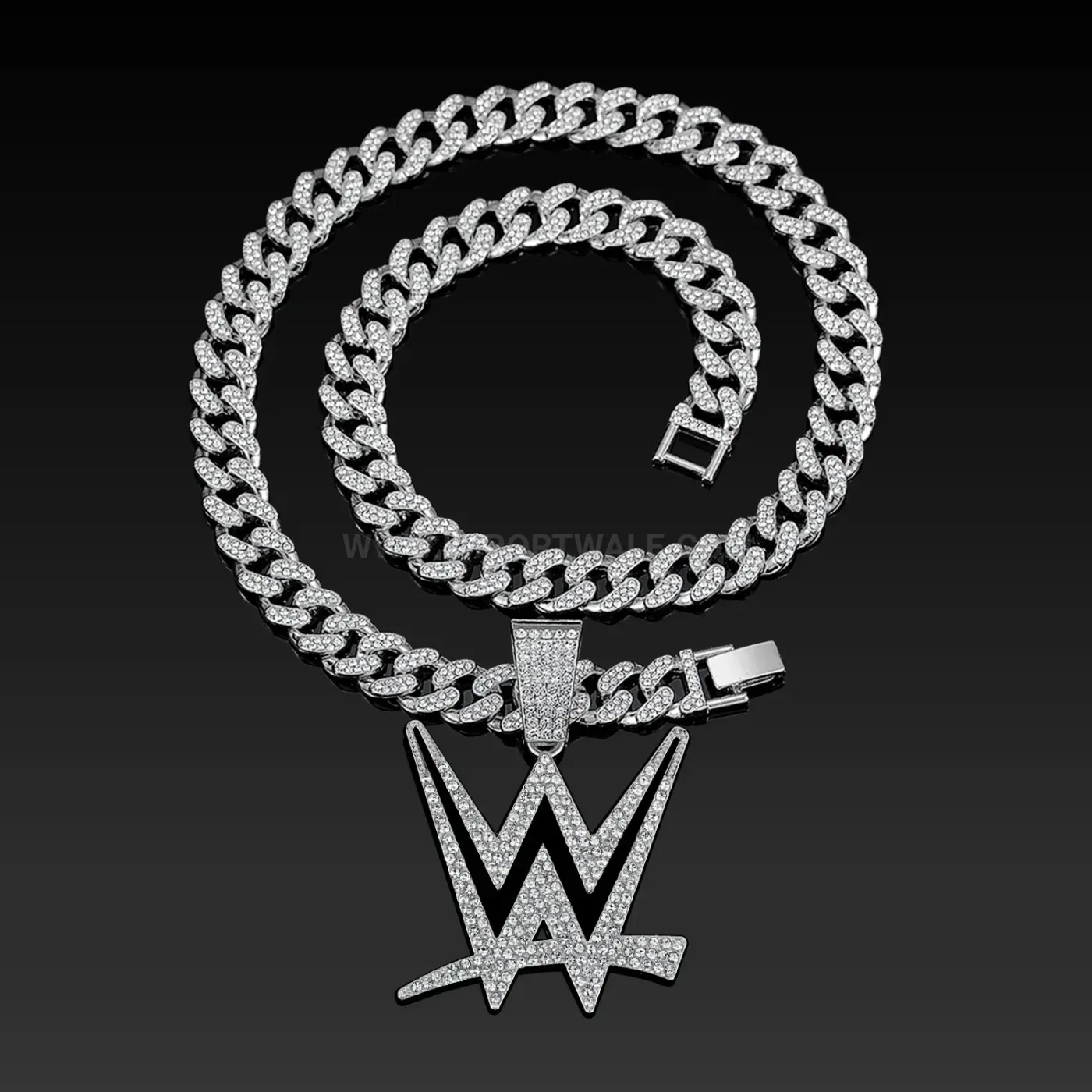 Rhinestone Letter W Initial Hip Hop Pendant