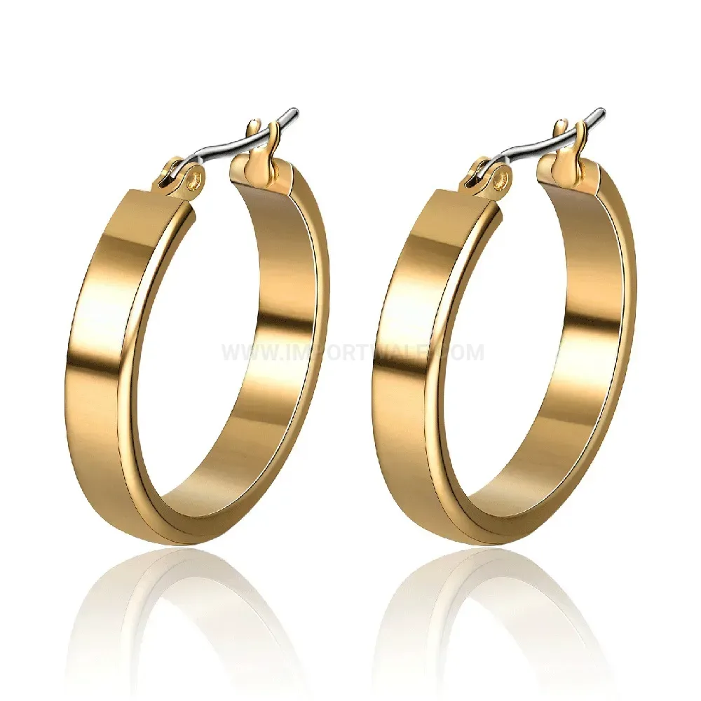 Modern Classic Gold Plated Stainless Steel Round Stud Earrings