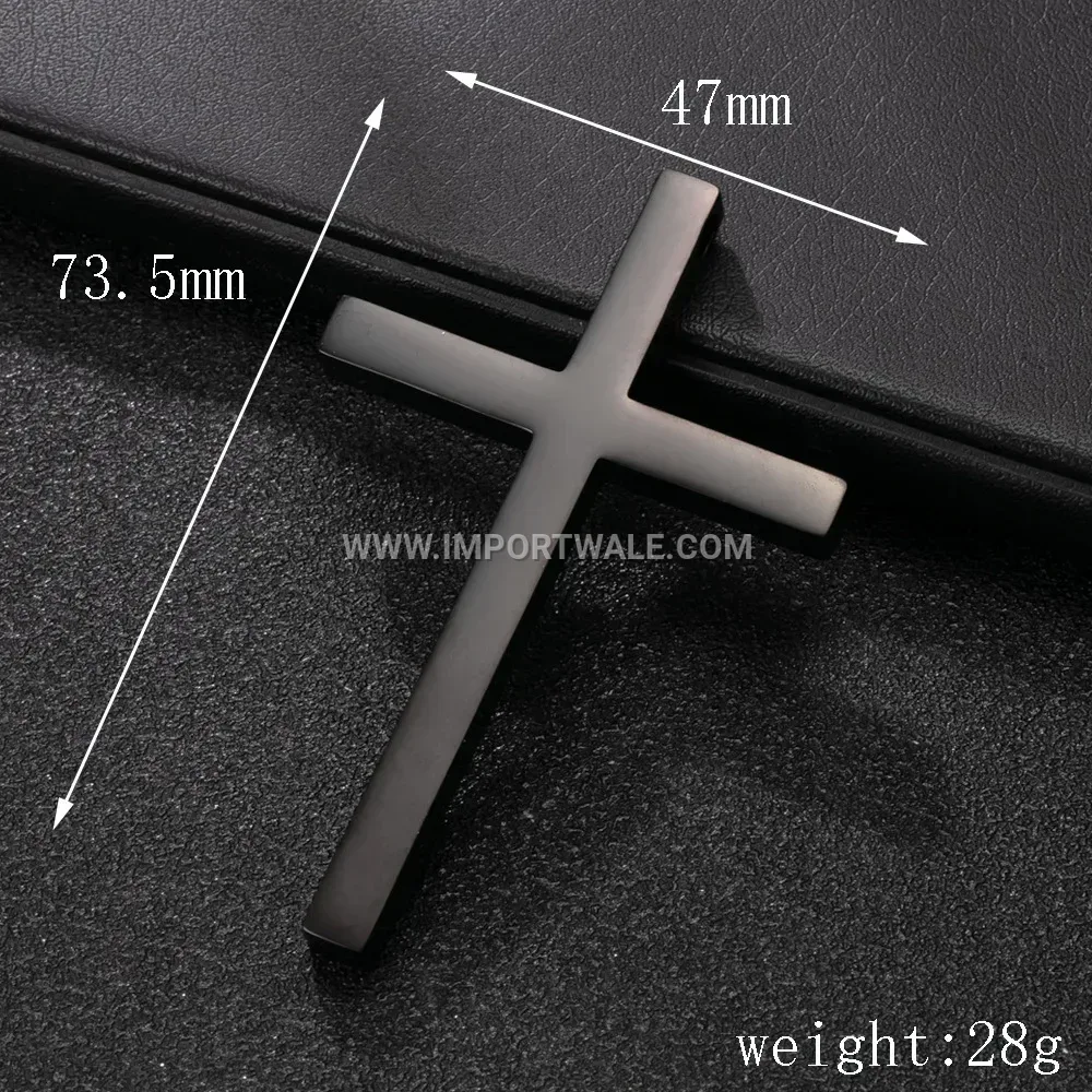 Polished Dimensional Stainless Steel Cross Pendant