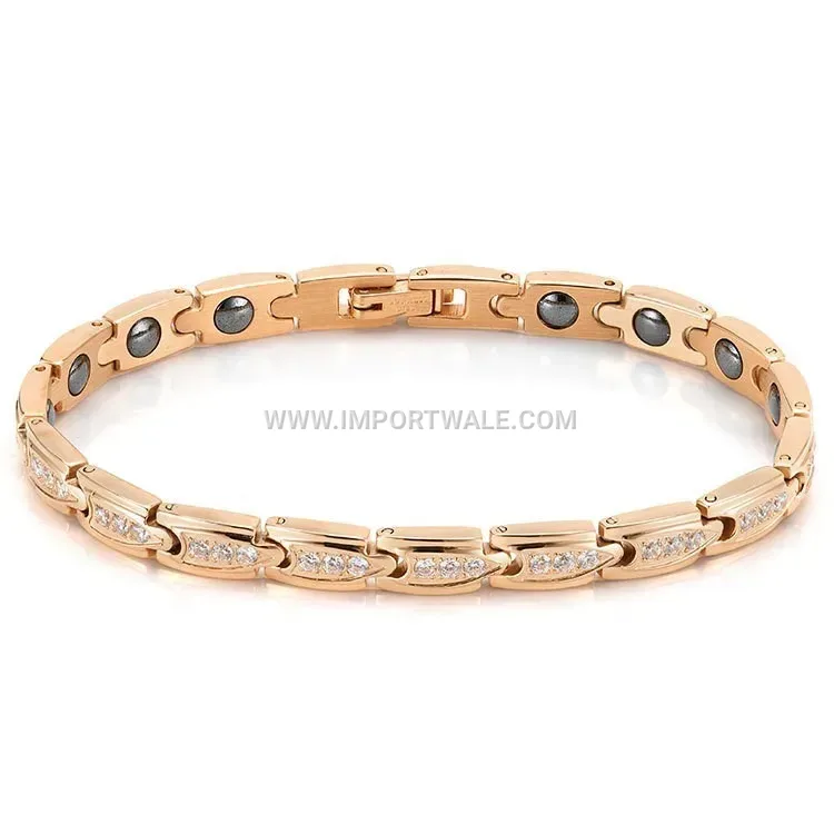Stainless Steel Bullet Zircon Magnetic Link Bracelet
