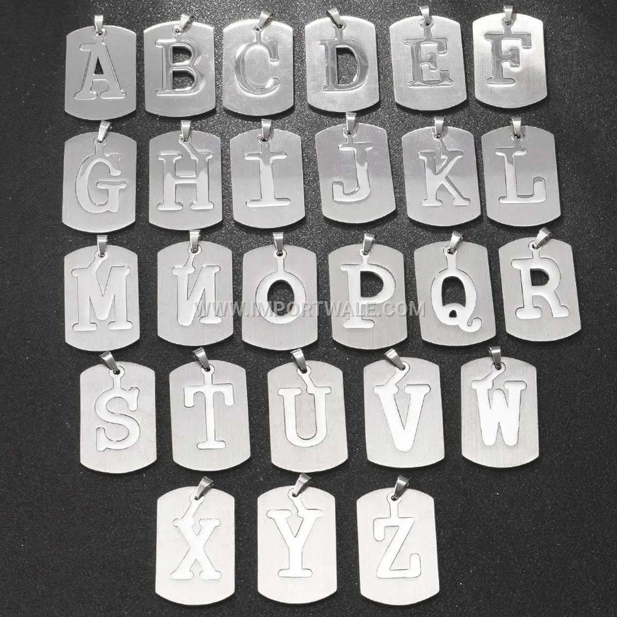 Brushed Cutout Alphabet Stainless Steel Men Pendant