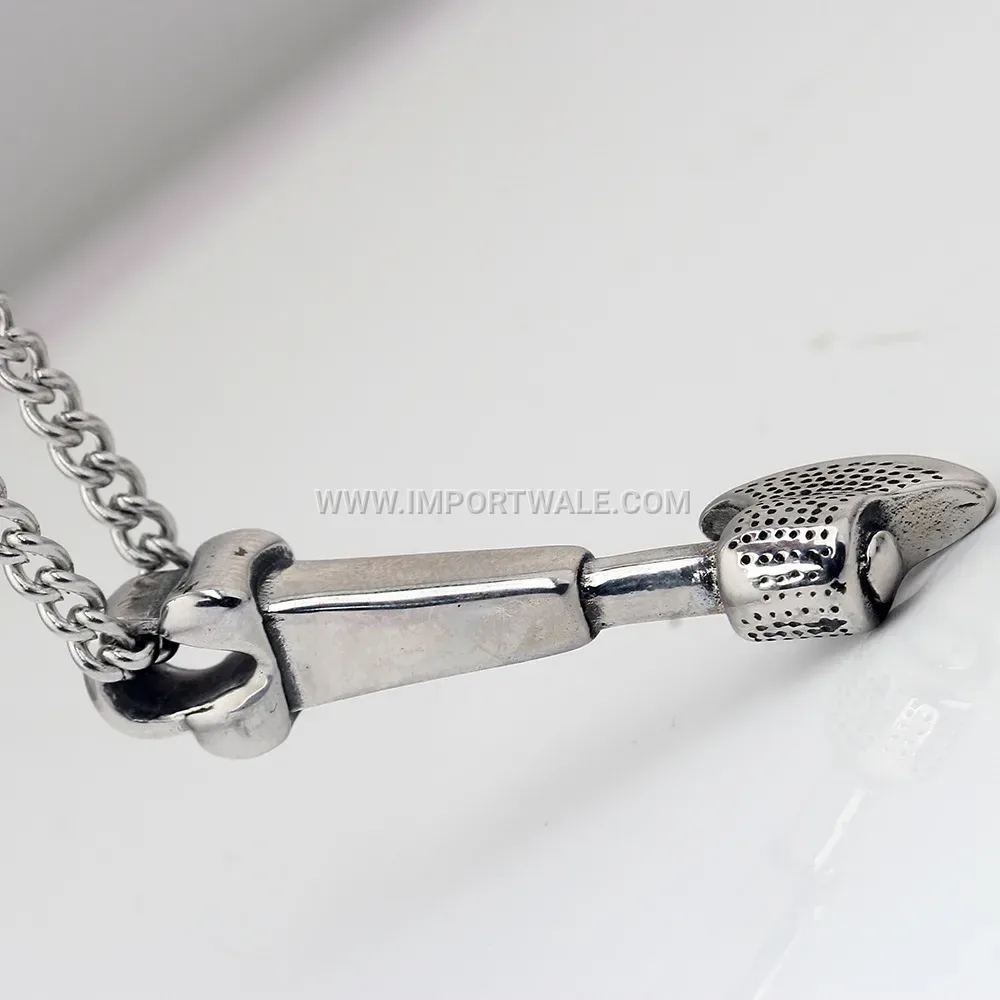 Antique Cast Stainless Steel Axe Pendant Chain Necklace