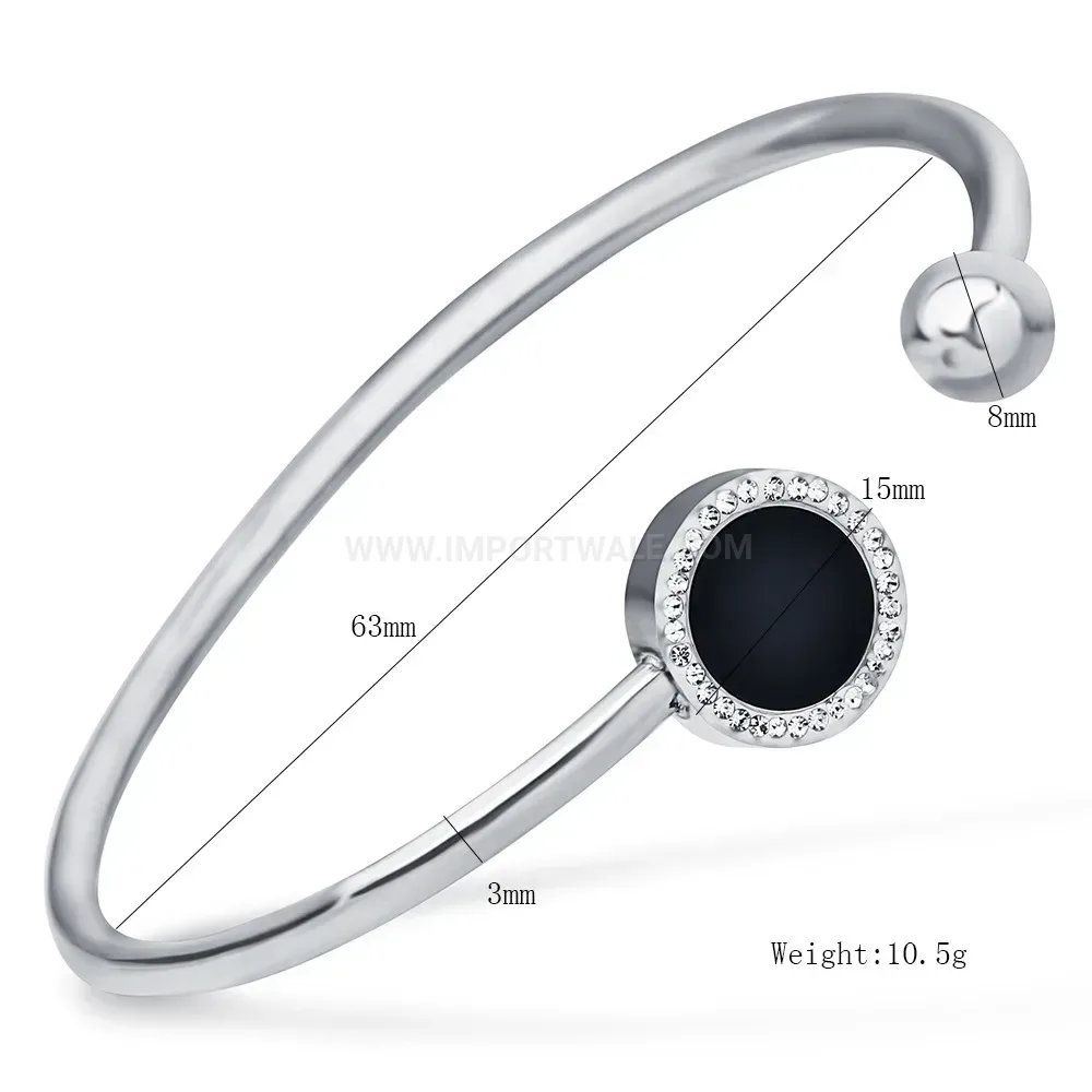Trendy Dainty Rhinestone Inlaid Open Stainless Steel Bangle