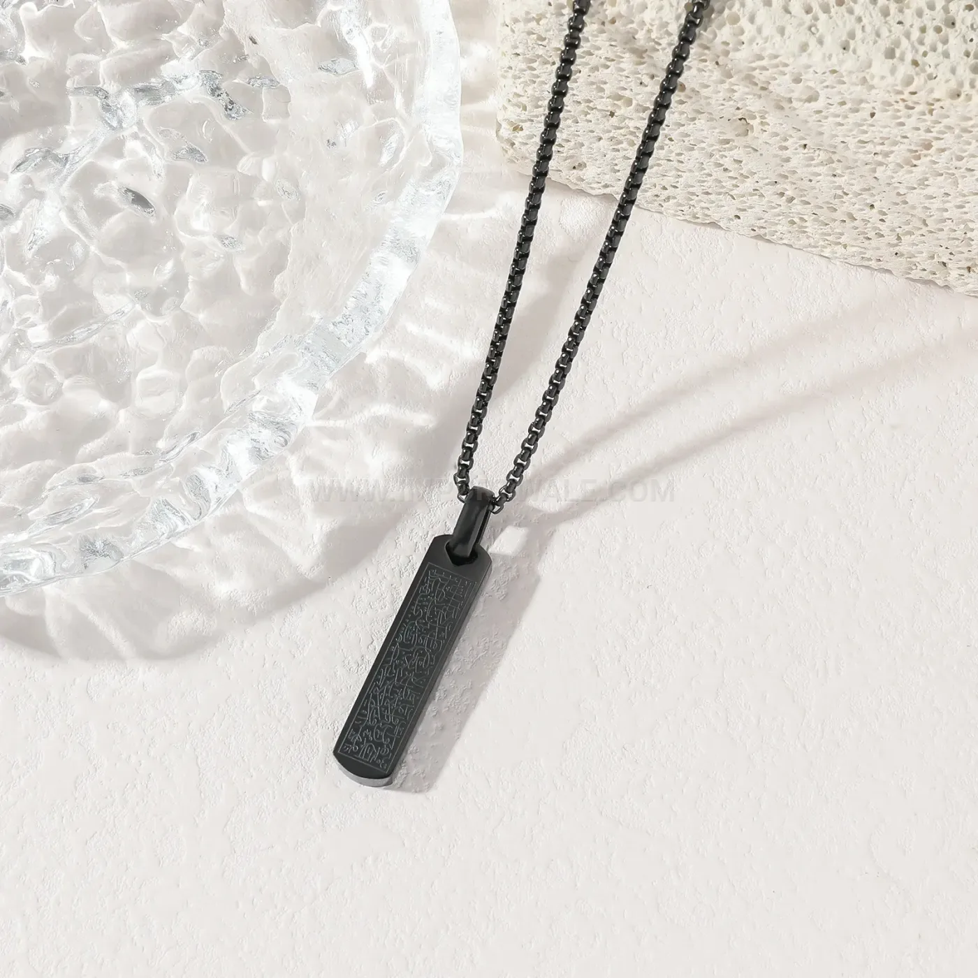 Modern Stainless Steel Ayatul Kursi Calligraphy Pendant Islamic Necklace
